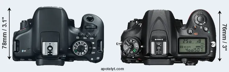 Compare T6i versus D7200 top