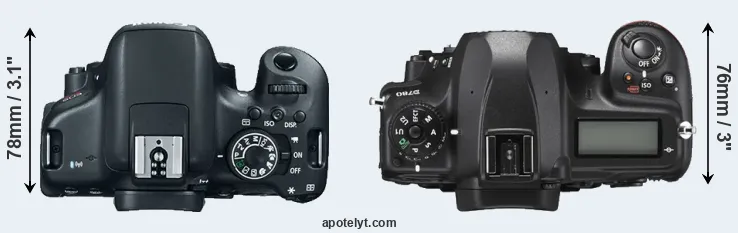 Compare T6i versus D780 top