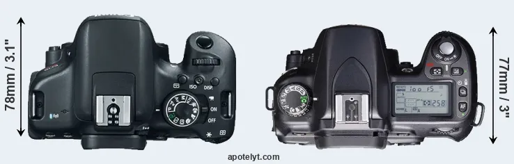 Compare T6i versus D80 top