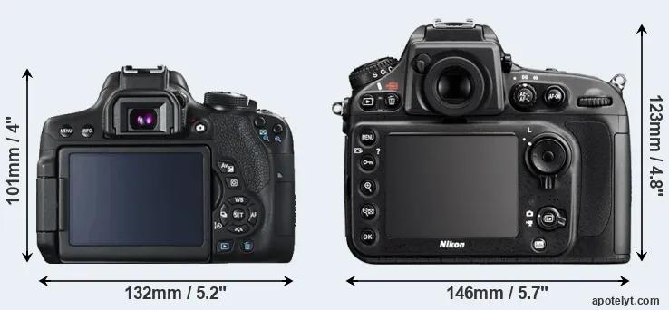 Comparison T6i or D800 rear