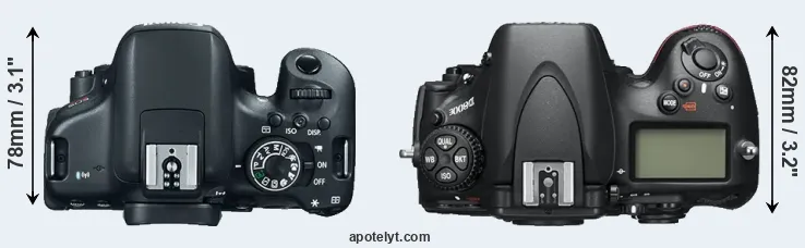 Compare T6i versus D800E top