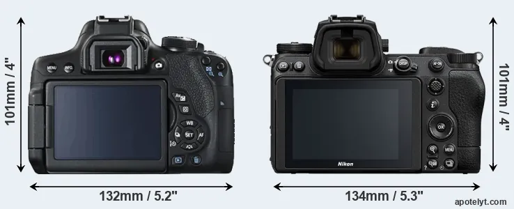Comparison T6i or Z6 II rear