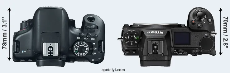 Compare T6i versus Z6 II top