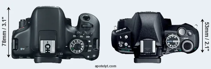 Compare T6i versus E-410 top