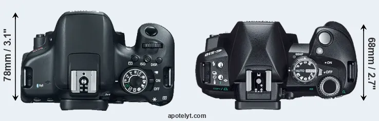 Compare T6i versus E-510 top