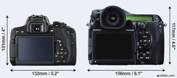 Comparison T6i or 645Z rear