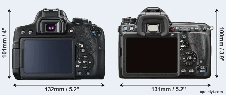 Comparison T6i or K-3 II rear