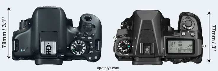 Compare T6i versus K-3 II top