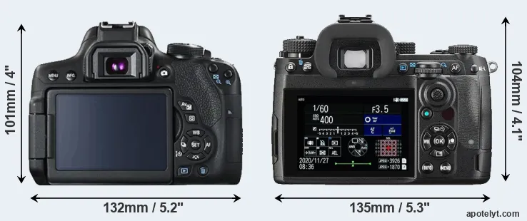 Comparison T6i or K-3 III rear