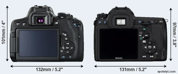 Comparison T6i or K-5 rear