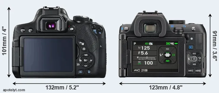 Comparison T6i or K-S2 rear