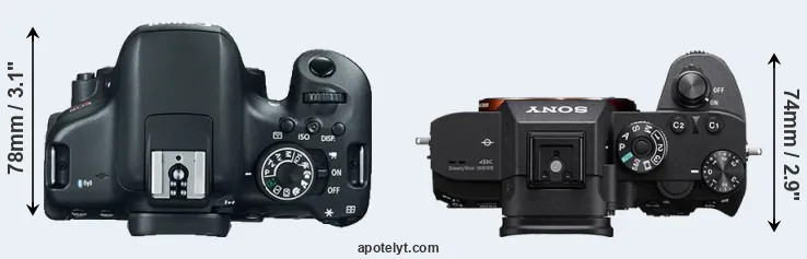 Compare T6i versus A7R III top