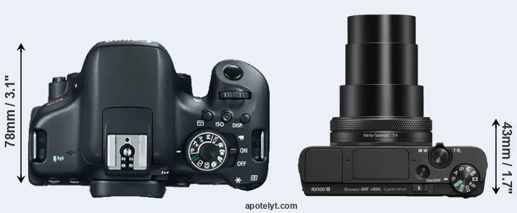 Compare T6i versus RX100 VII top