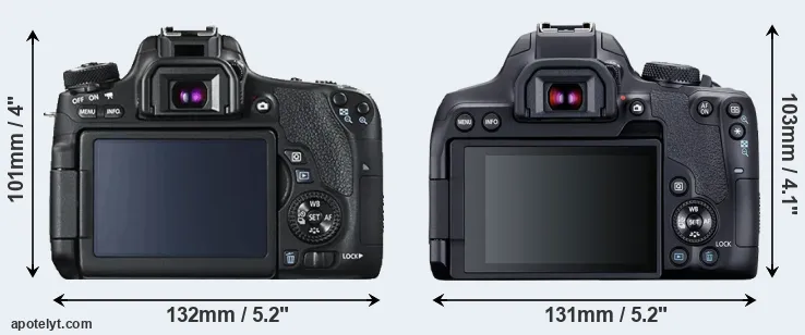 Comparison T6s or T8i rear