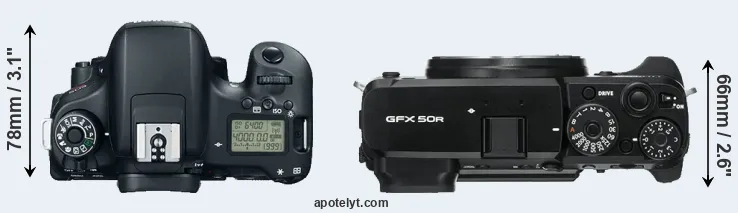 Compare T6s versus GFX 50R top