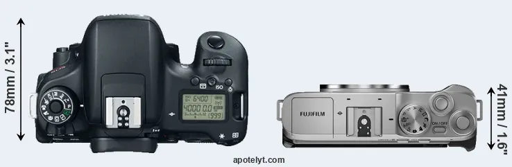 Compare T6s versus X-A7 top