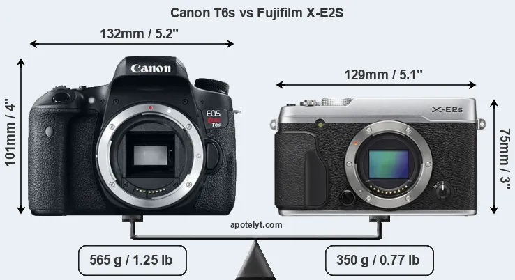 Size Canon T6s vs Fujifilm X-E2S