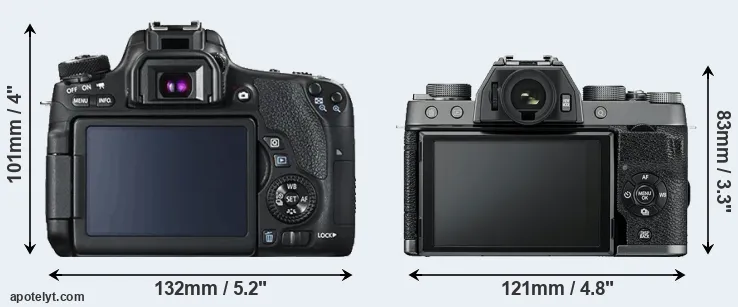 Comparison T6s or X-T100 rear