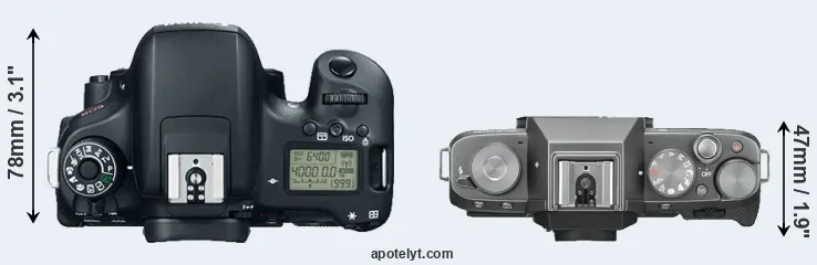 Compare T6s versus X-T100 top