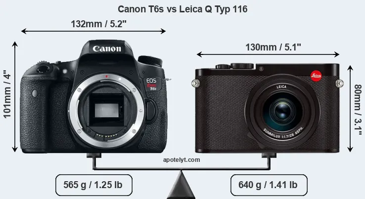 Size Canon T6s vs Leica Q Typ 116