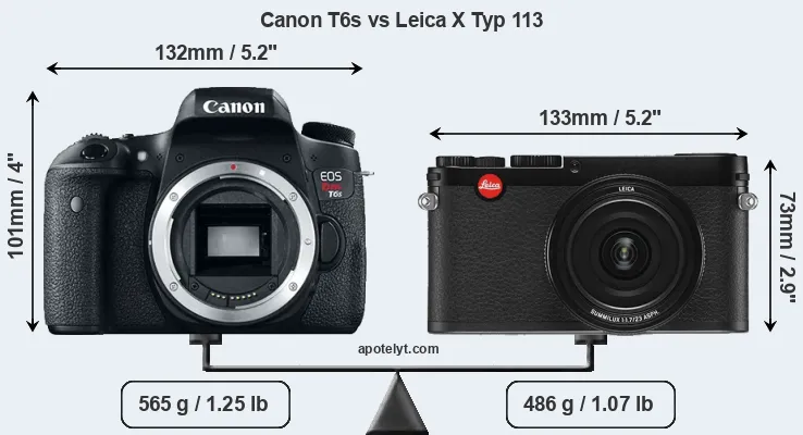 Size Canon T6s vs Leica X Typ 113