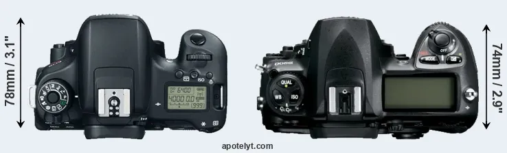 Compare T6s versus D200 top