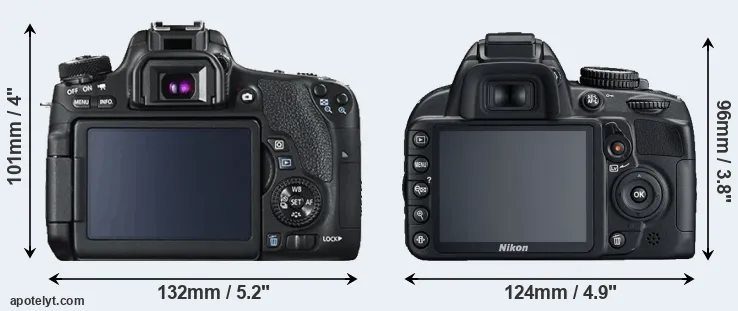 Comparison T6s or D3100 rear