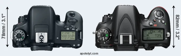 Compare T6s versus D610 top