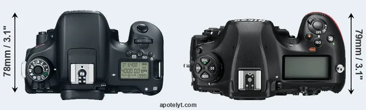 Compare T6s versus D850 top