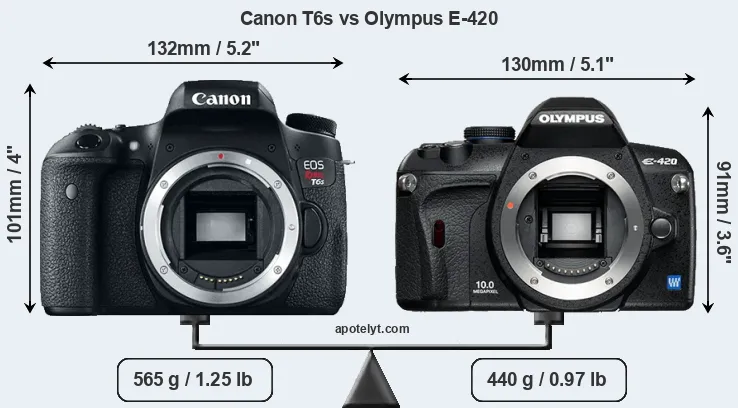 Size Canon T6s vs Olympus E-420