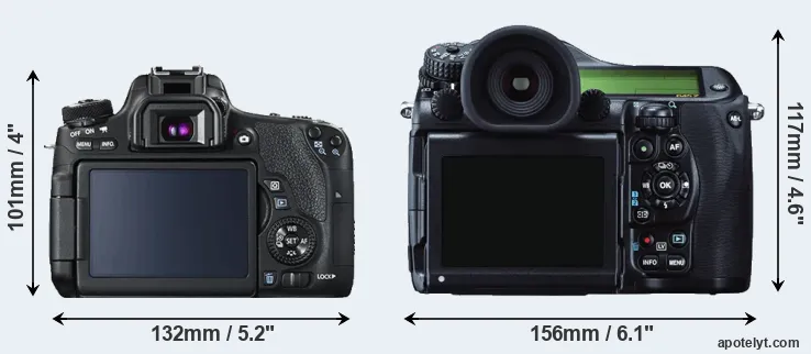 Comparison T6s or 645Z rear