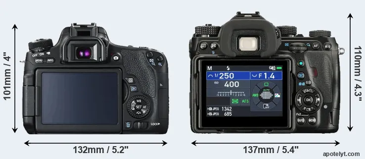 Comparison T6s or K-1 II rear