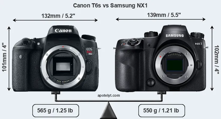 Size Canon T6s vs Samsung NX1