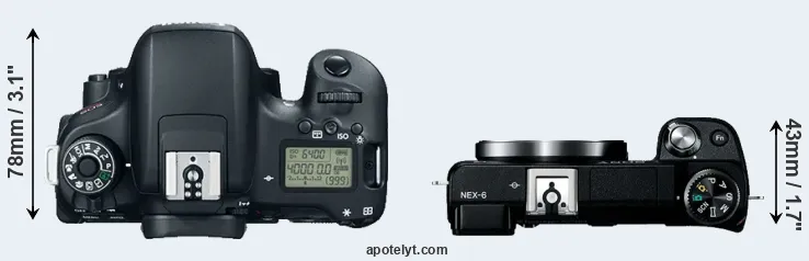 Compare T6s versus NEX-6 top