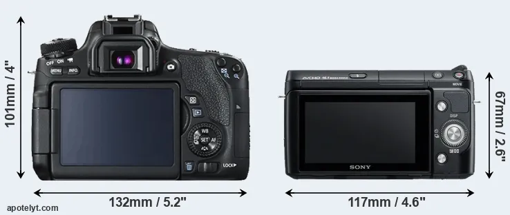 Comparison T6s or NEX-F3 rear