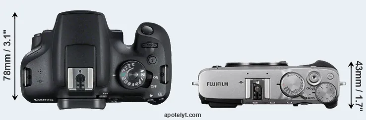 Compare T7 versus X-E3 top