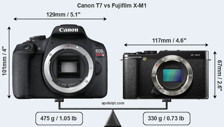 Size Canon T7 vs Fujifilm X-M1