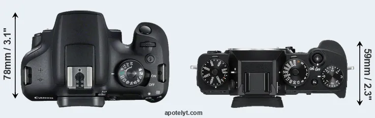 Compare T7 versus X-T3 top