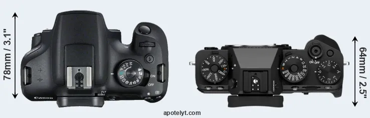 Compare T7 versus X-T5 top