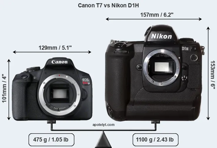 Size Canon T7 vs Nikon D1H