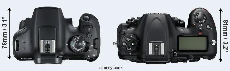 Compare T7 versus D500 top