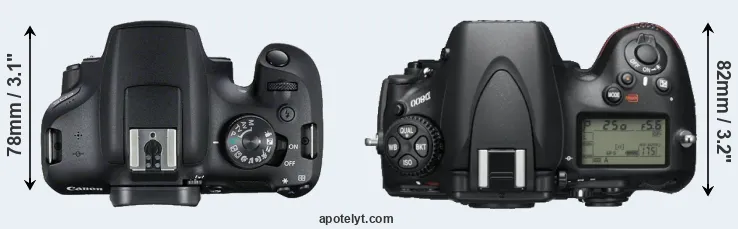 Compare T7 versus D800 top