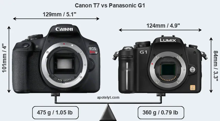 Size Canon T7 vs Panasonic G1