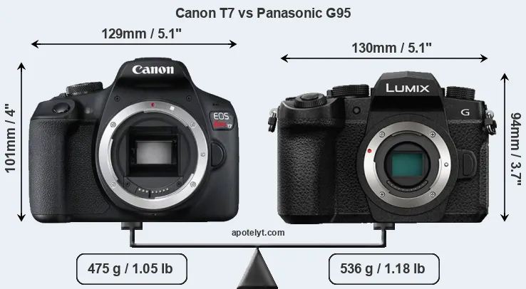 Size Canon T7 vs Panasonic G95