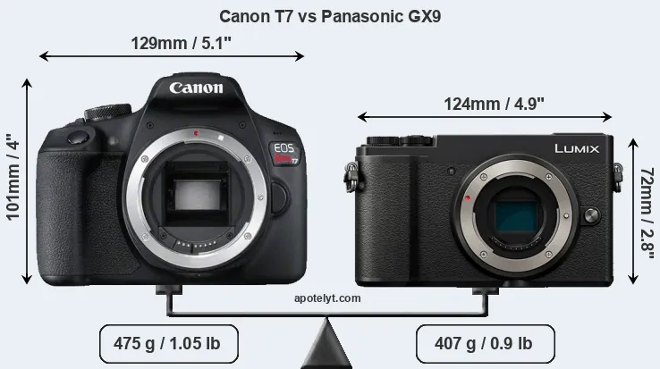Size Canon T7 vs Panasonic GX9