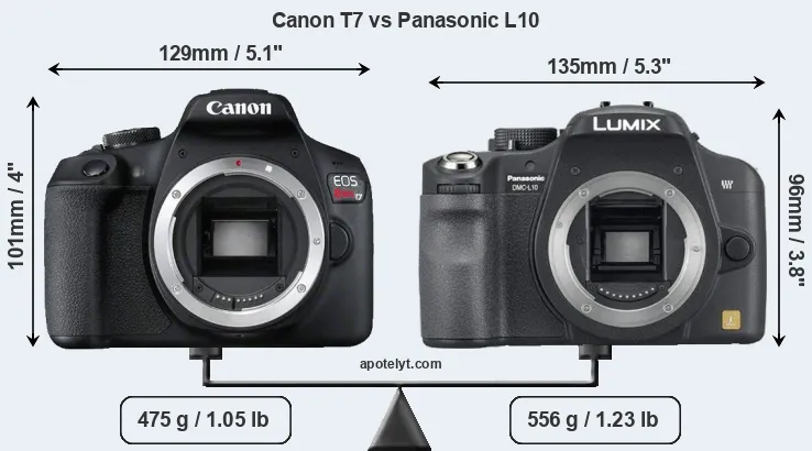 Size Canon T7 vs Panasonic L10