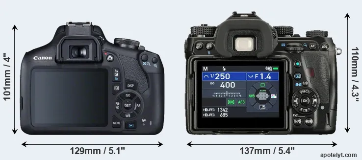 Comparison T7 or K-1 II rear