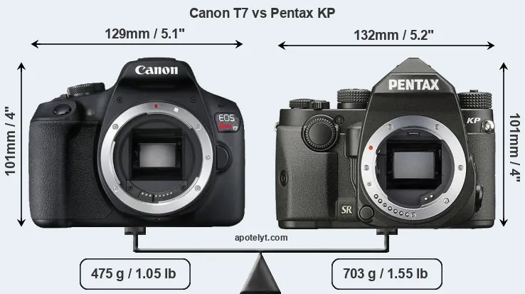 Size Canon T7 vs Pentax KP