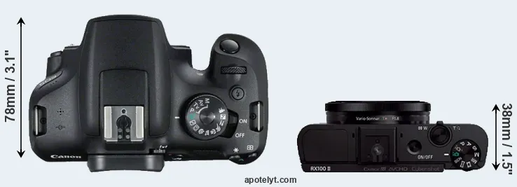 Compare T7 versus RX100 II top