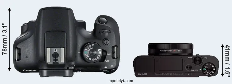 Compare T7 versus RX100 III top